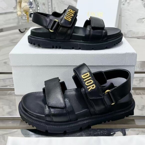Dior Black Sandals with Gold Accents - Picture 3 of 4